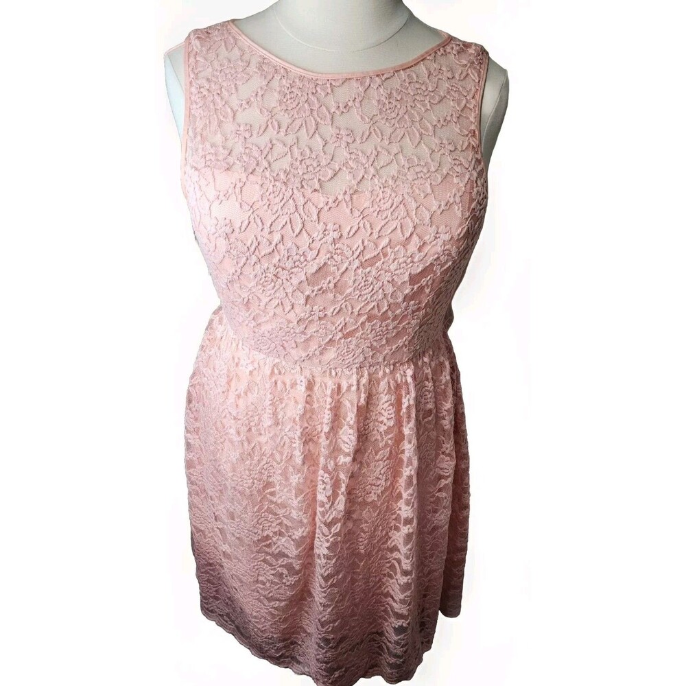SIMPLY LILIANA PEACH PINK LINED LACE DRESS PLUS SIZE 18
